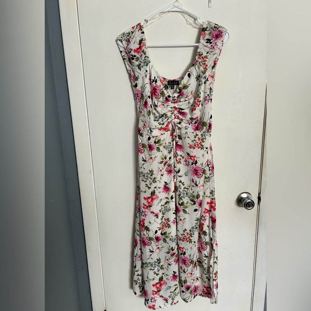 White floral midi dress